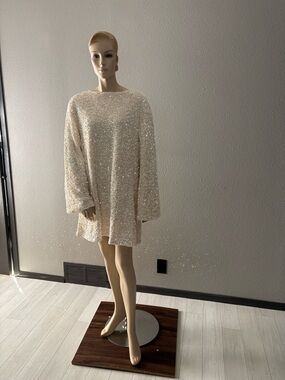 H&M Ivory Sequin Mini Dress